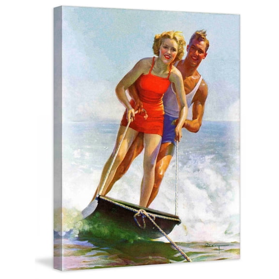 Marmont Hill Ski Boarding Couple by Robert C. Kauffmann Painting Print on Canvas