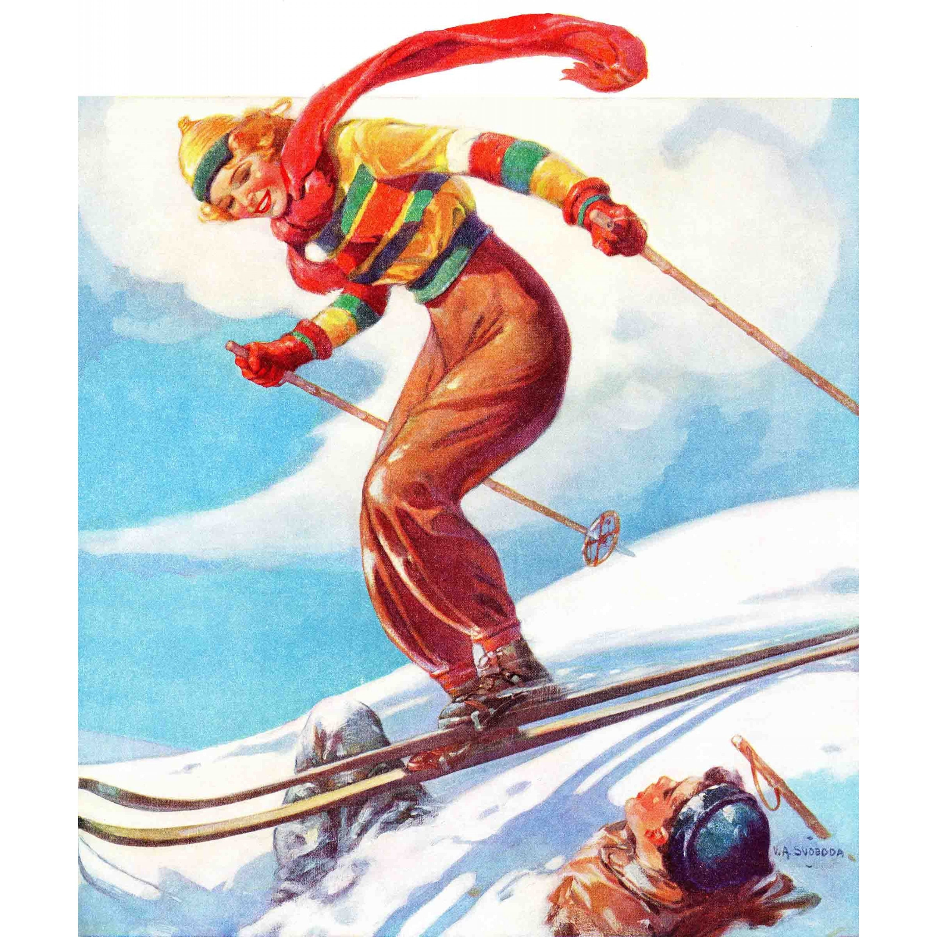 Marmont Hill Ski Jump by V.A. Svoboda Painting Print on Canvas
