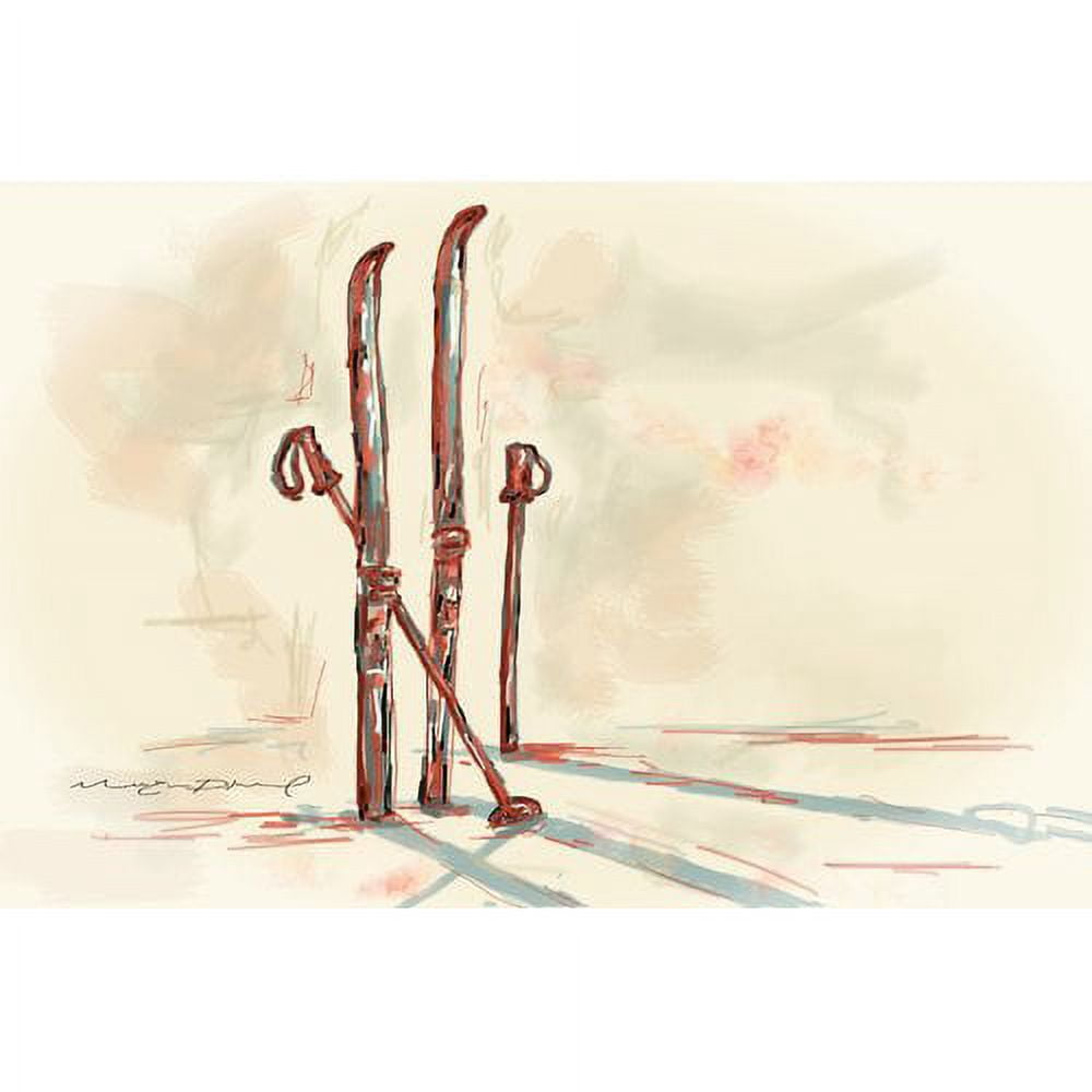 Marmont Hill - "Skis" by Marie-Eve Pharand Painting Print on Wrapped Canvas