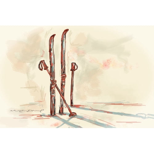 Marmont Hill 'Skis' by Marie Eve Pharand Painting Print on Wrapped Canvas