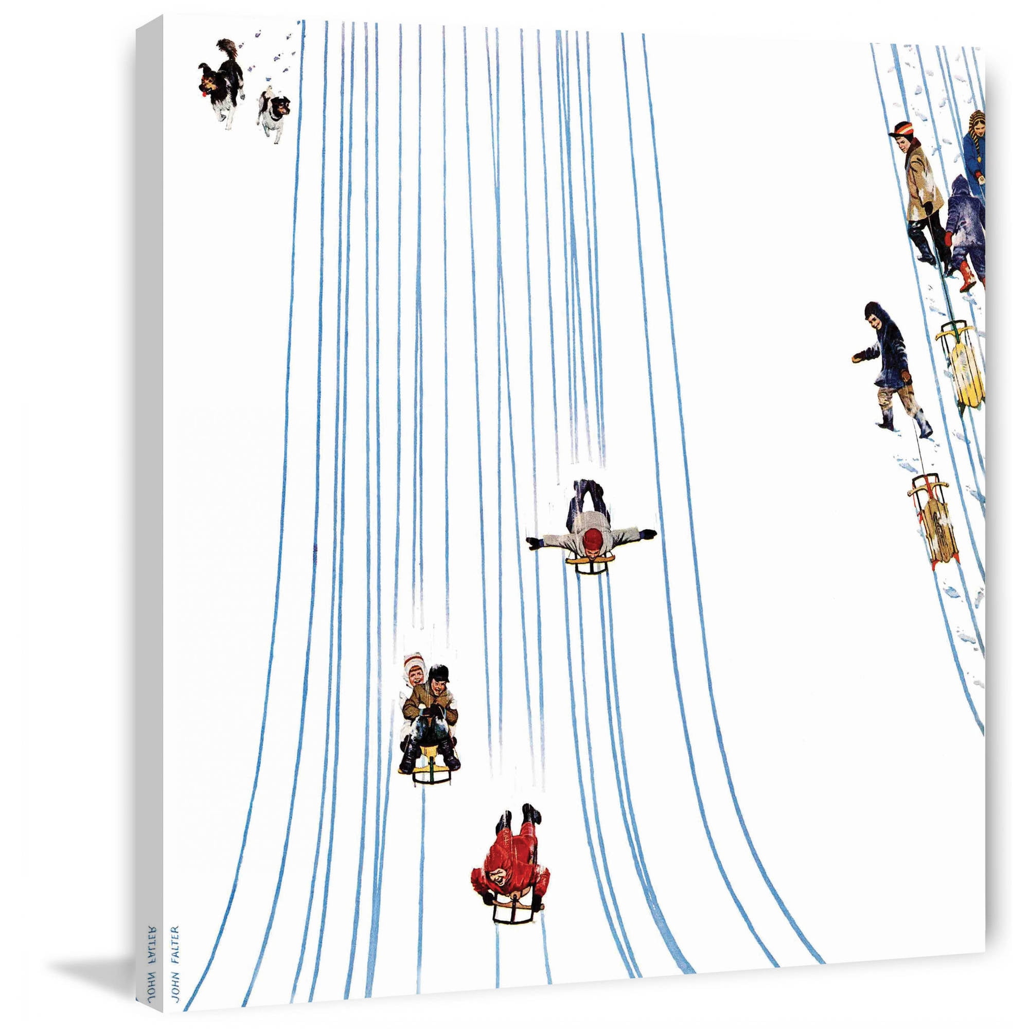 Marmont Hill Sledding Designs in the Snow by John Falter Painting Print on Canvas