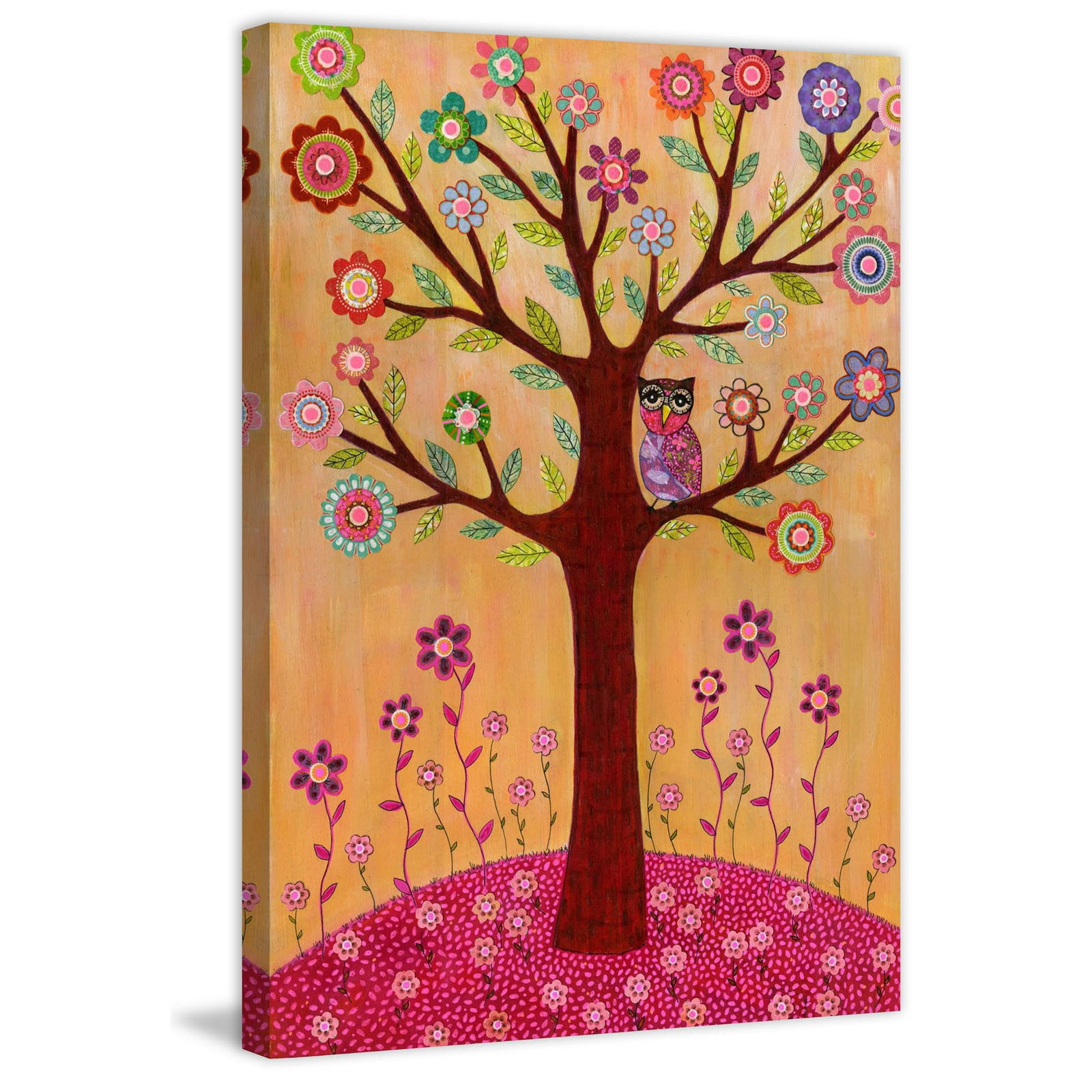 Marmont Hill "Sleepy Owl" by Sascalia Painting Print on Wrapped Canvas