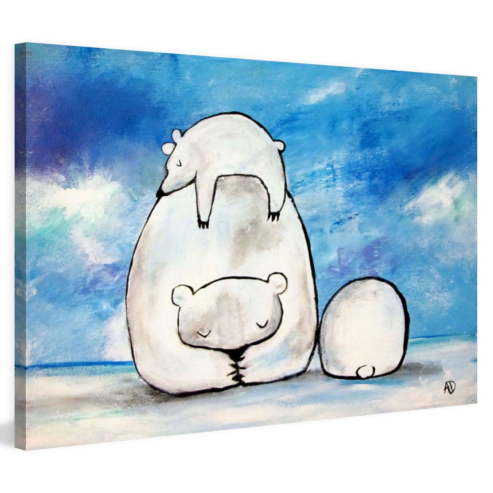 Marmont Hill "Sleepy Polar Bears" by Andrea Doss Painting Print on Wrapped Canvas
