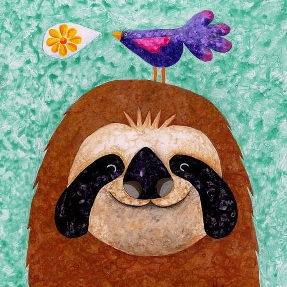 Marmont Hill - "Sloth Happy" by Janet Nelson Painting Print on Wrapped Canvas
