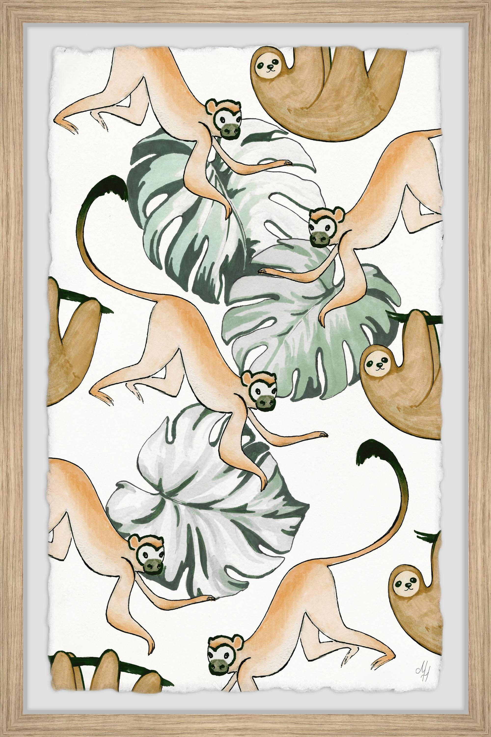 Marmont Hill Sloth and Monkeys Framed Wall Art