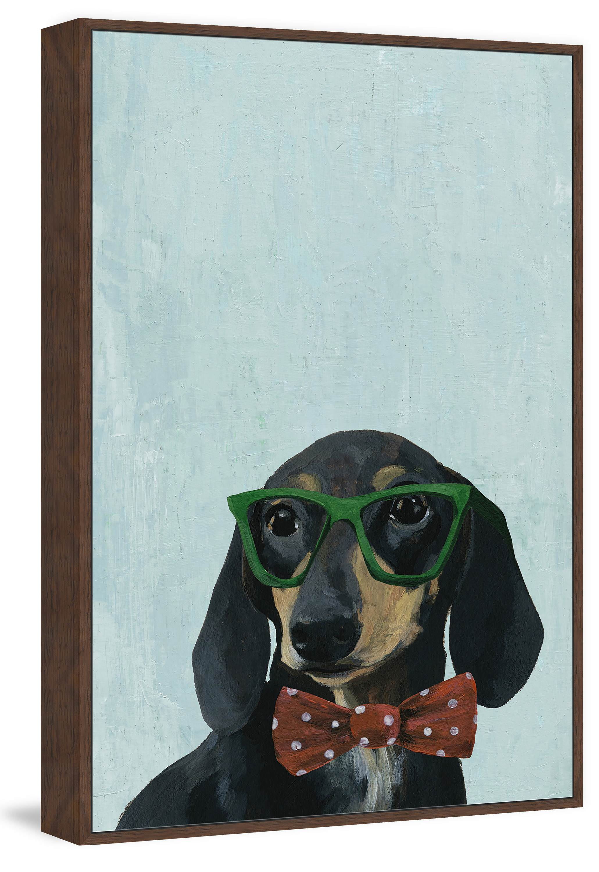 Marmont Hill "Smarty Puppy" Floater Framed Painting Print on Canvas