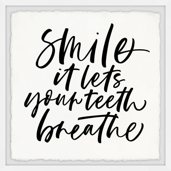 Marmont Hill Smile and Breathe Framed Wall Art, 12" x 12"