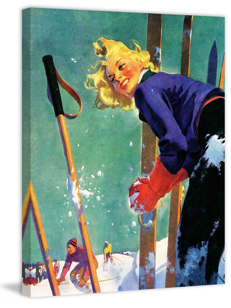 Free Shipping! Marmont Hill Snow Fight Canvas Print Hand-Stretched