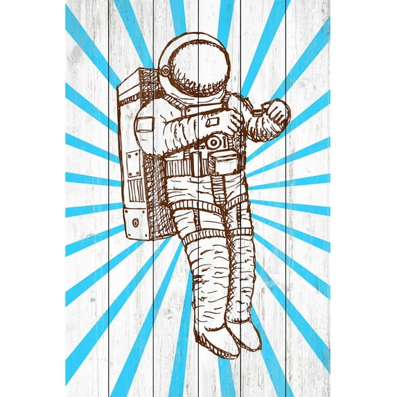 MARMONT HILL - 'Space Suit' Painting Print on White Wood - Multi-Color 16 x 24
