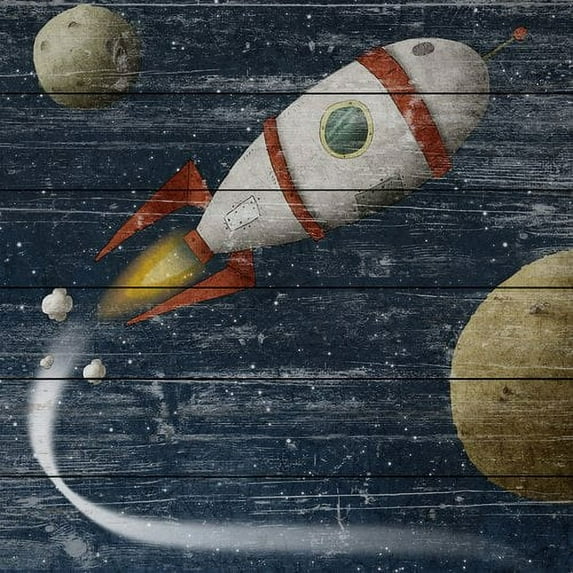 Marmont Hill - "Space Travel" Painting Print on White Wood