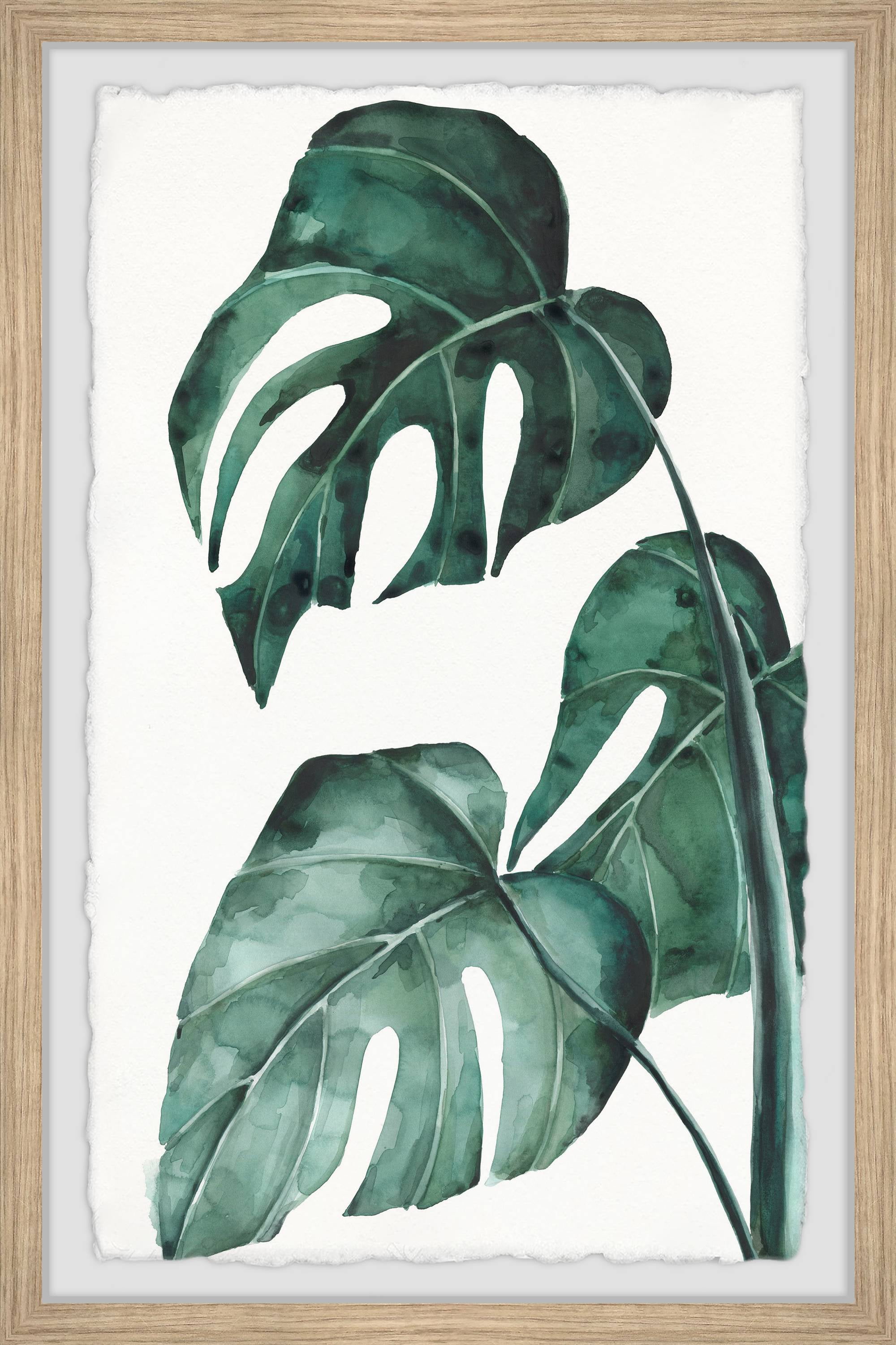 Marmont Hill Split Leaves in White Framed Wall Art