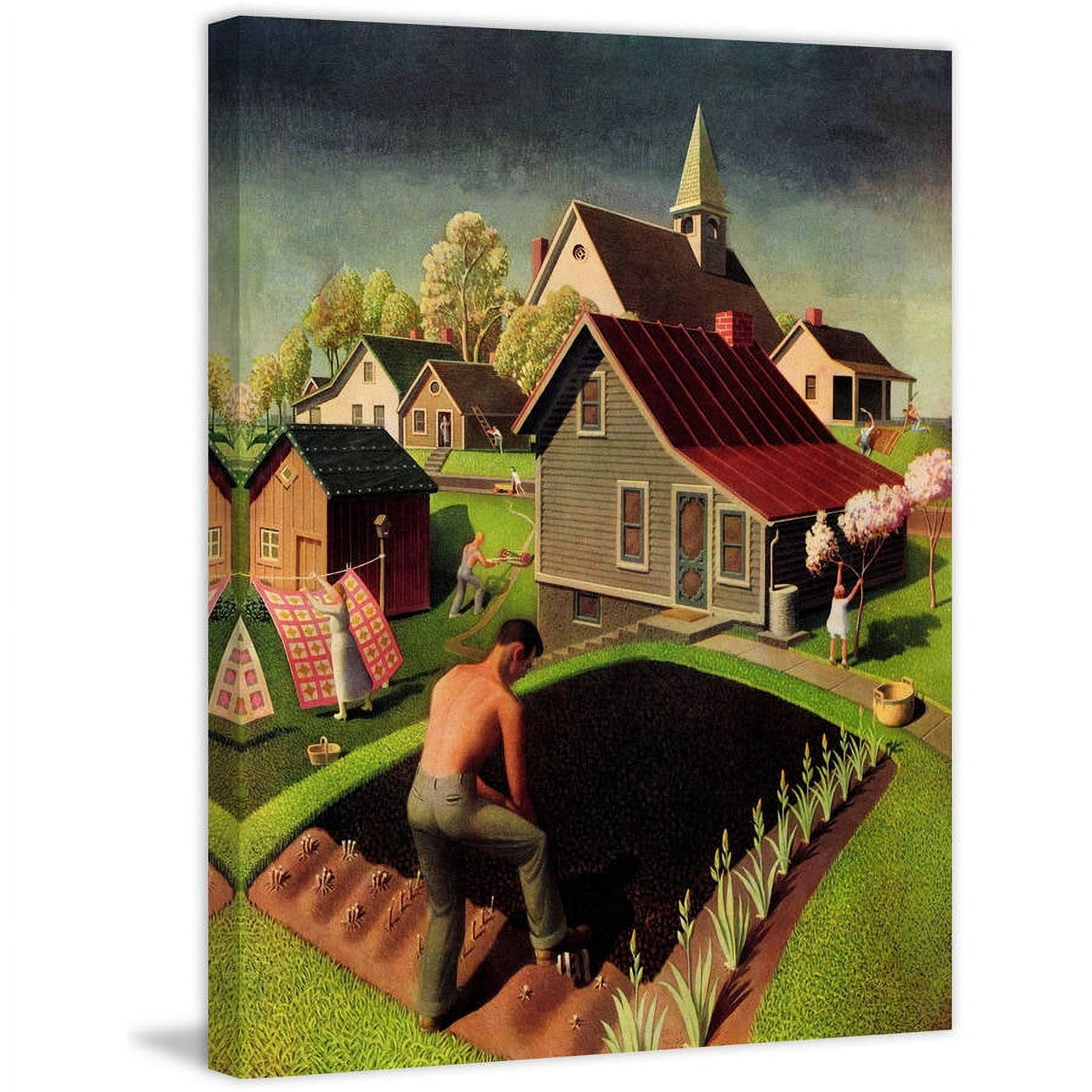 Free Shipping! Marmont Hill Spring 1942 by Grant Wood Canvas Print