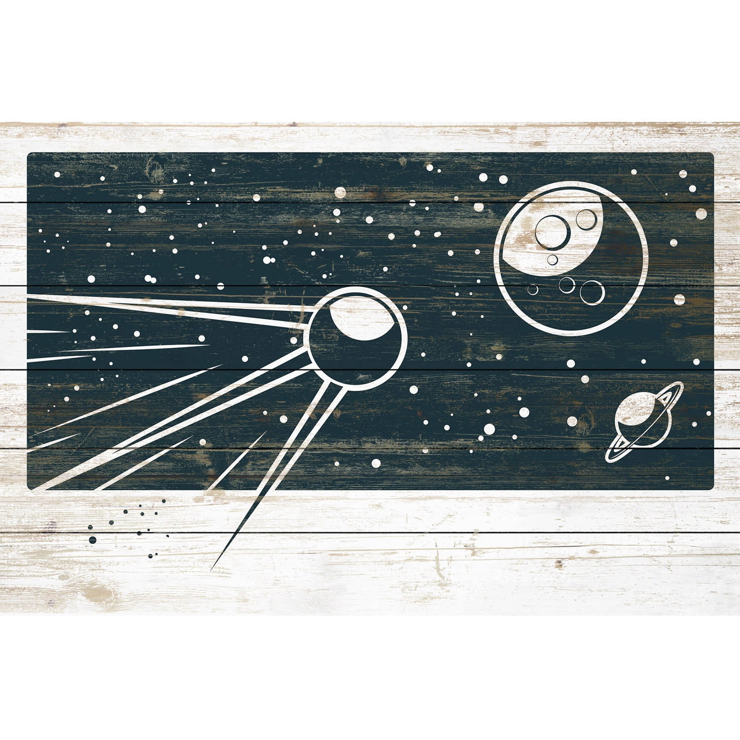 Marmont Hill - "Sputnik's Orbit" Painting Print on White Wood