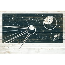 Marmont Hill - "Sputnik's Orbit" Painting Print on White Wood