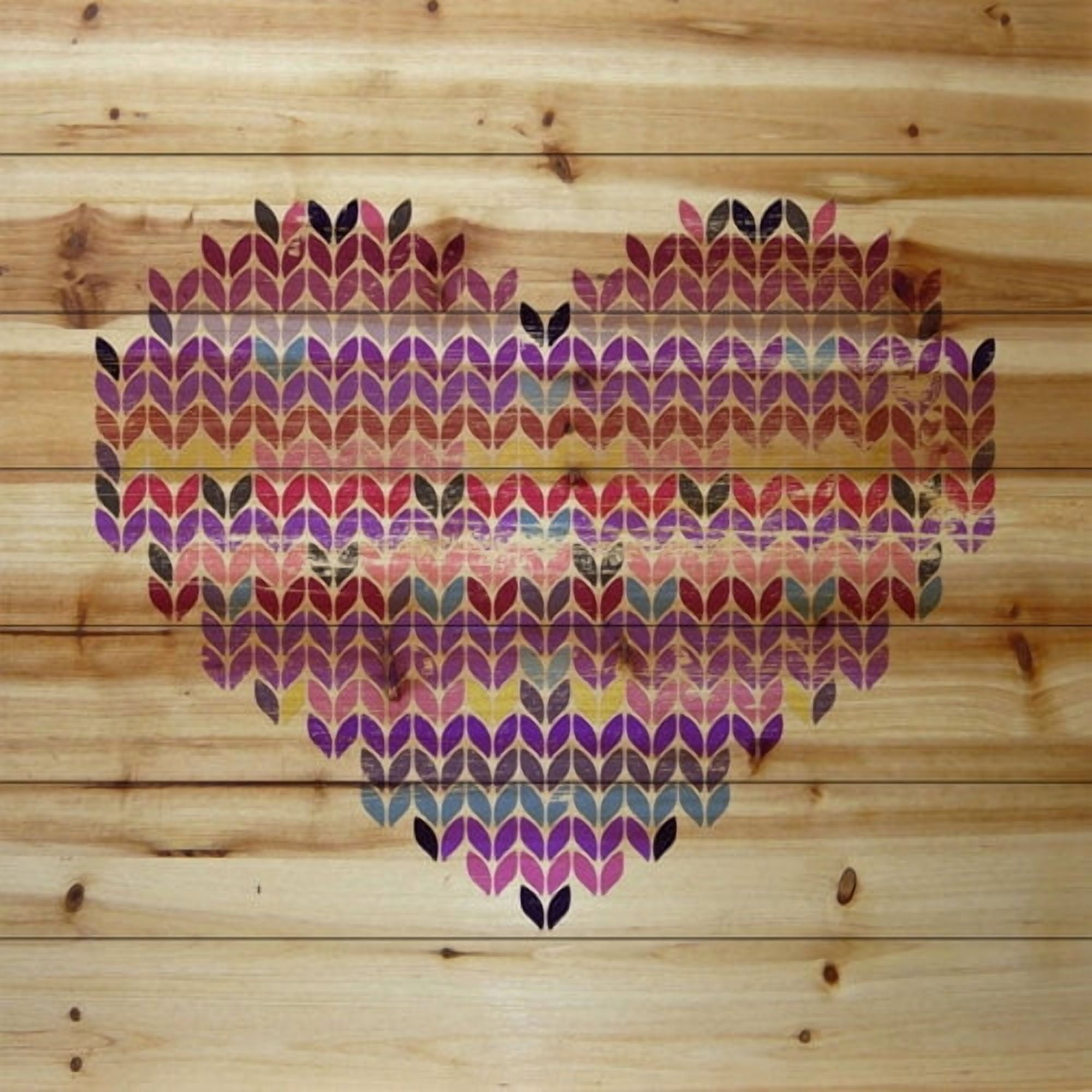Marmont Hill - "Squiggle Heart" Painting Print on Natural Pine Wood