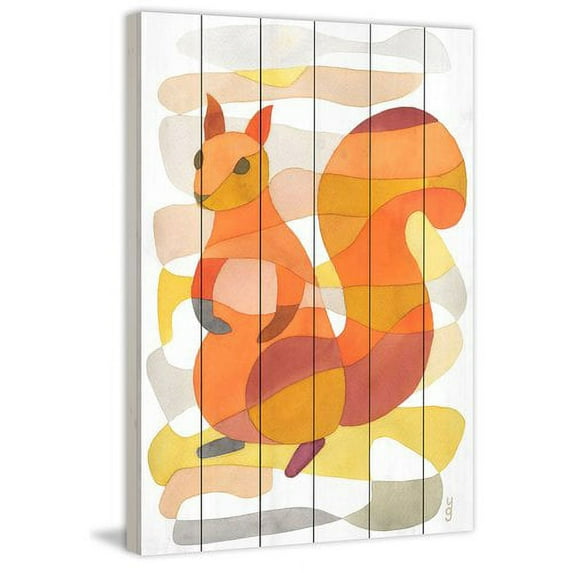 Marmont Hill "Squirrel" by Yolanta Gawlik Painting Print on White Wood