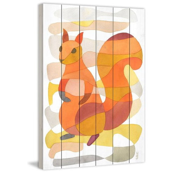 Marmont Hill "Squirrel" by Yolanta Gawlik Painting Print on White Wood
