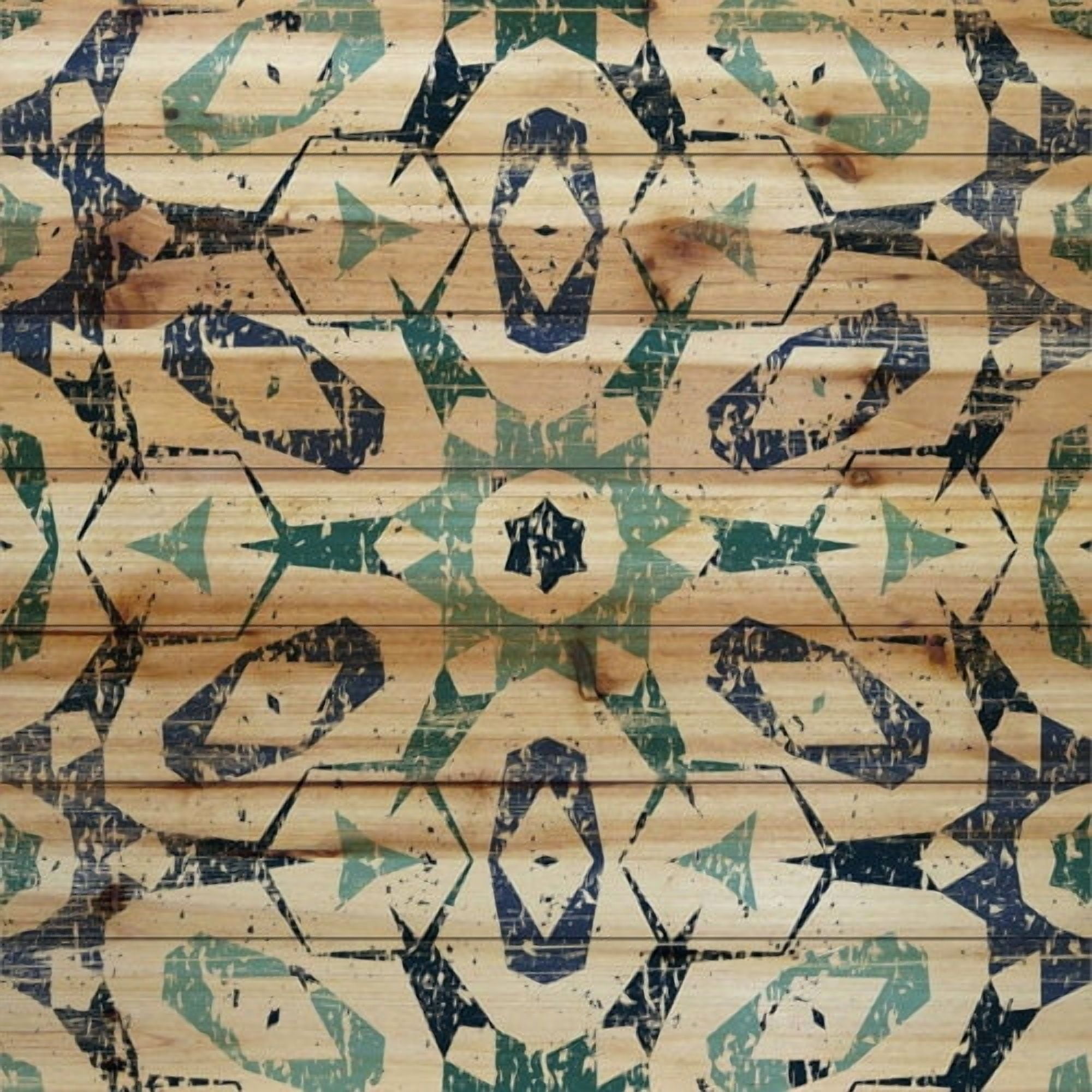 Marmont Hill - "Star Green" Painting Print on Natural Pine Wood