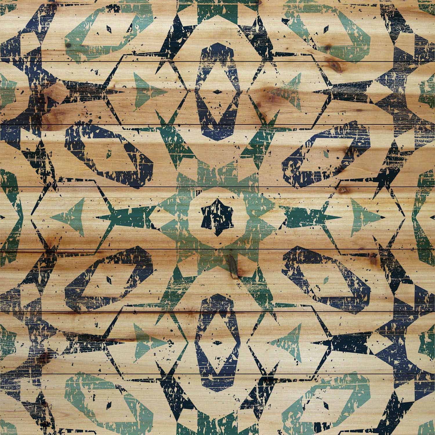 Marmont Hill - "Star Green" Painting Print on Natural Pine Wood