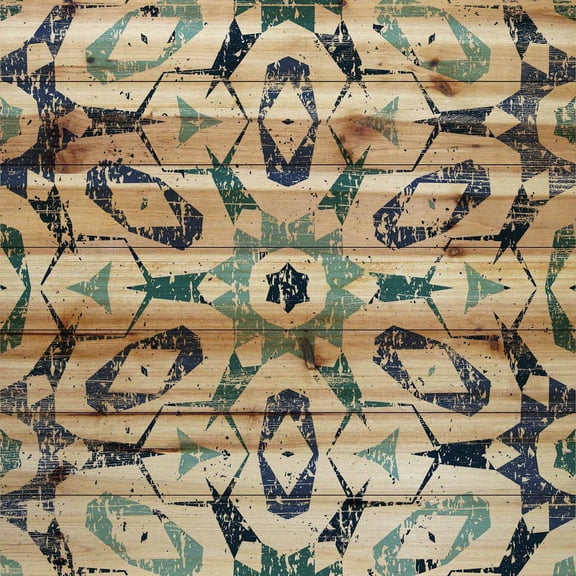 Marmont Hill - "Star Green" Painting Print on Natural Pine Wood