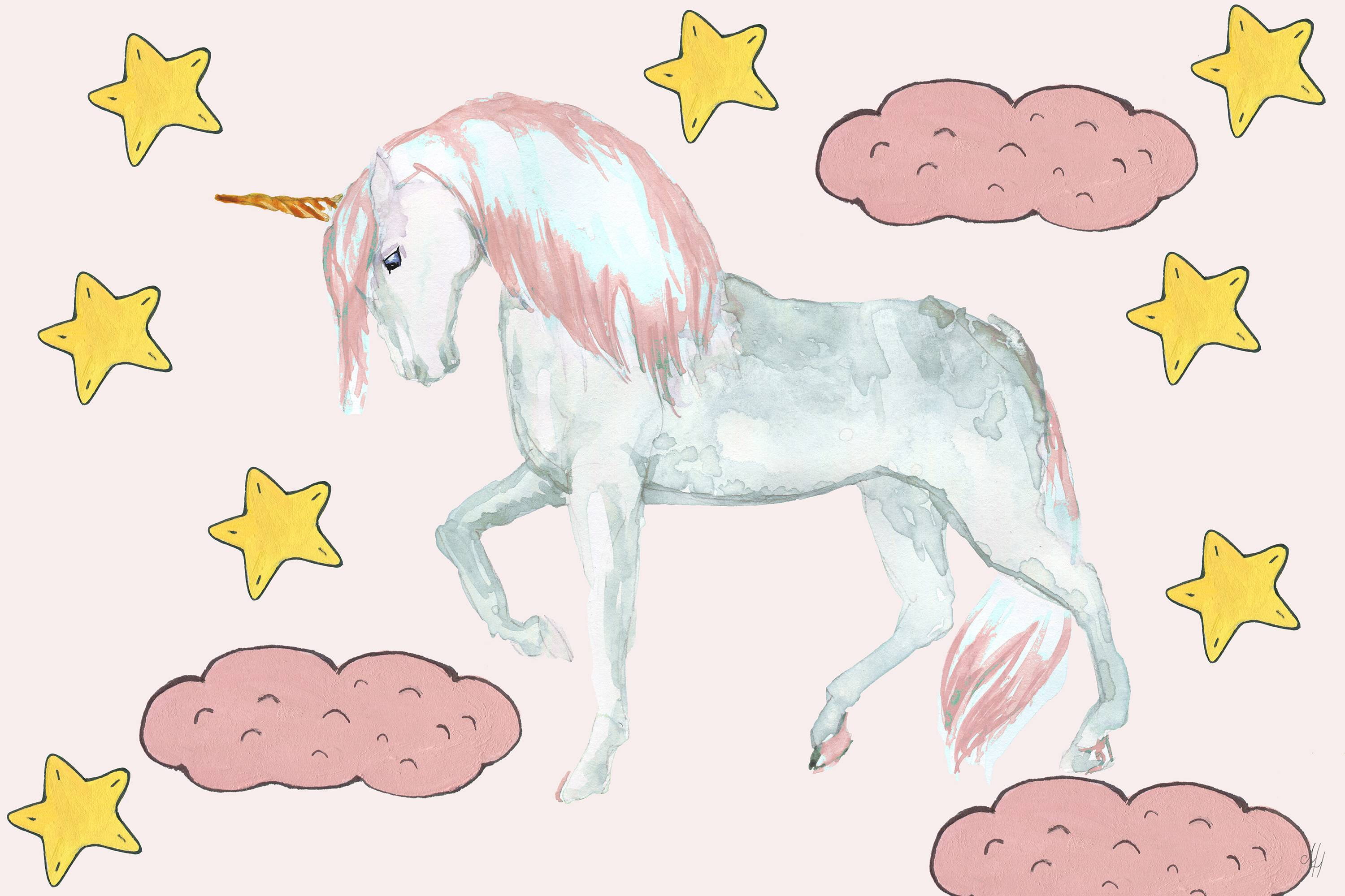 Marmont Hill Starry Night Unicorn Canvas Wall Art