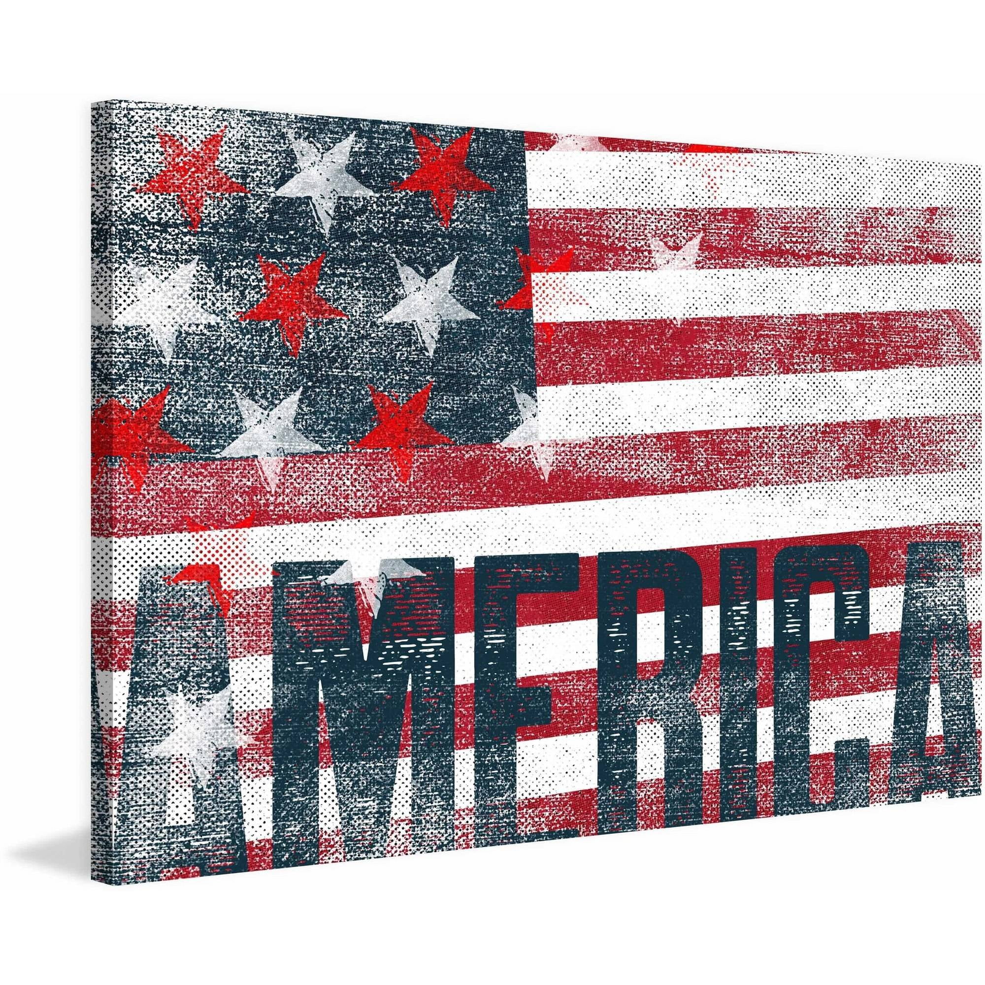 Marmont Hill "Stars Stripes" by Rick Martin Painting Print on Wrapped Canvas