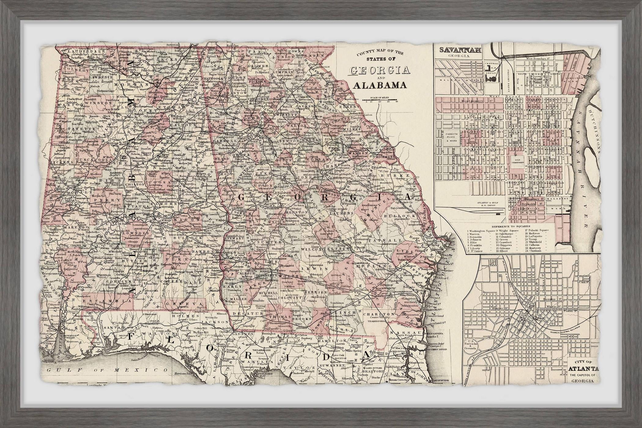 Marmont Hill State of Georgia and Alabama Framed Wall Art