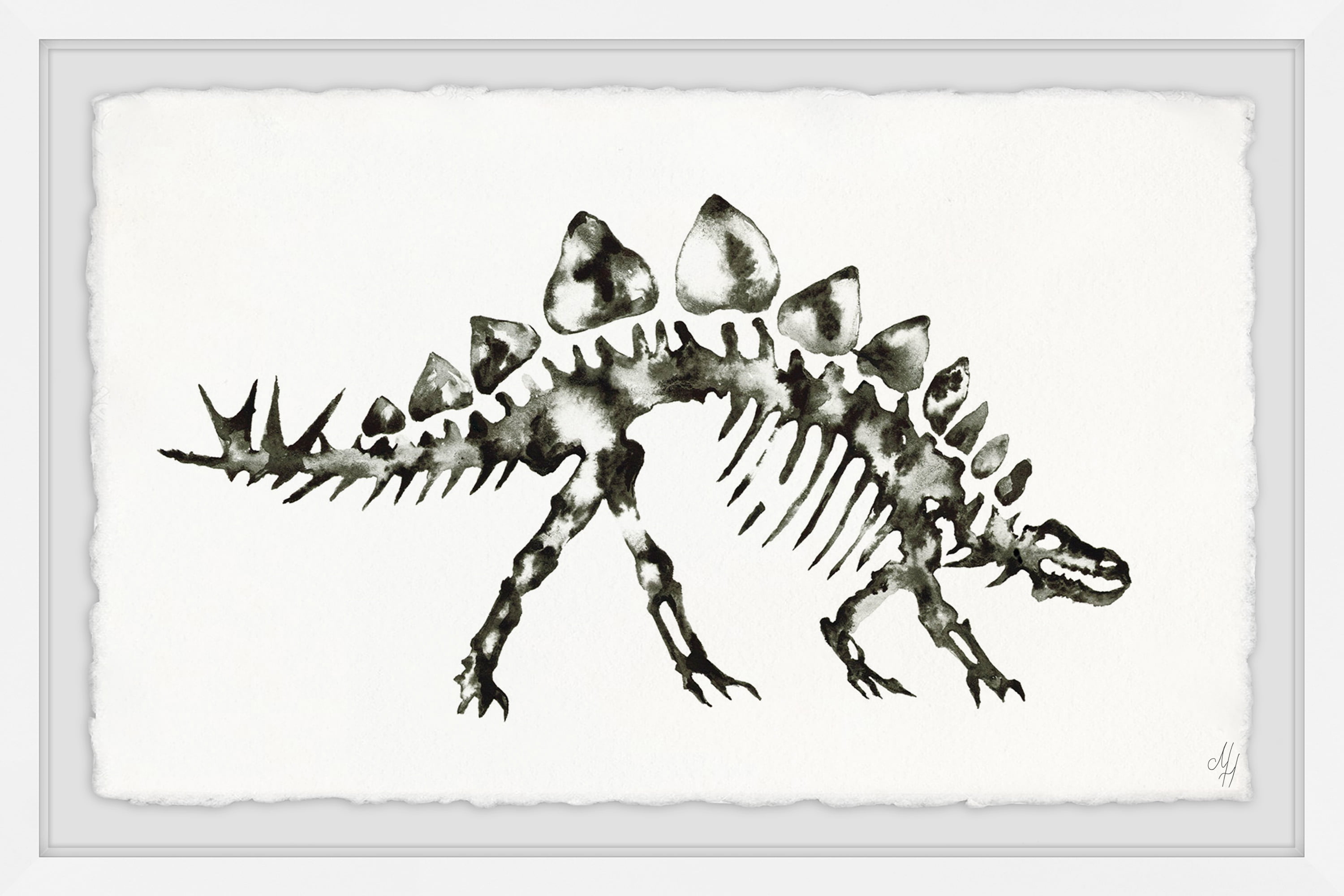 Marmont Hill Stegosaurus Skeleton Framed Wall Art, 30.00" x 1.50"