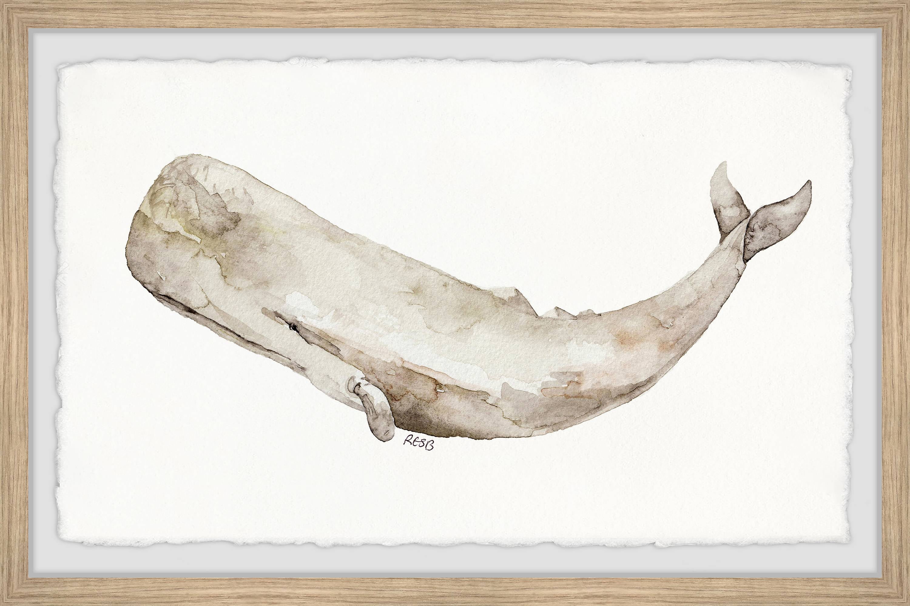 Marmont Hill Stone-Like Whale By Rachel Byler Framed Wall Art, 30" x 1.5"