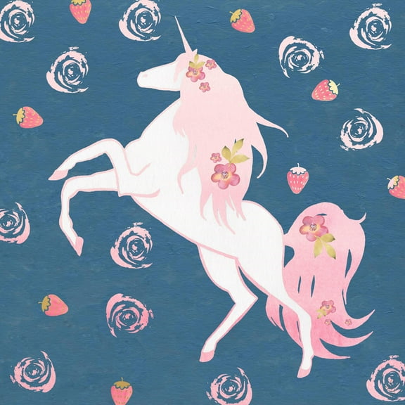 Marmont Hill Strawberry Swirl Unicorn Canvas Wall Art