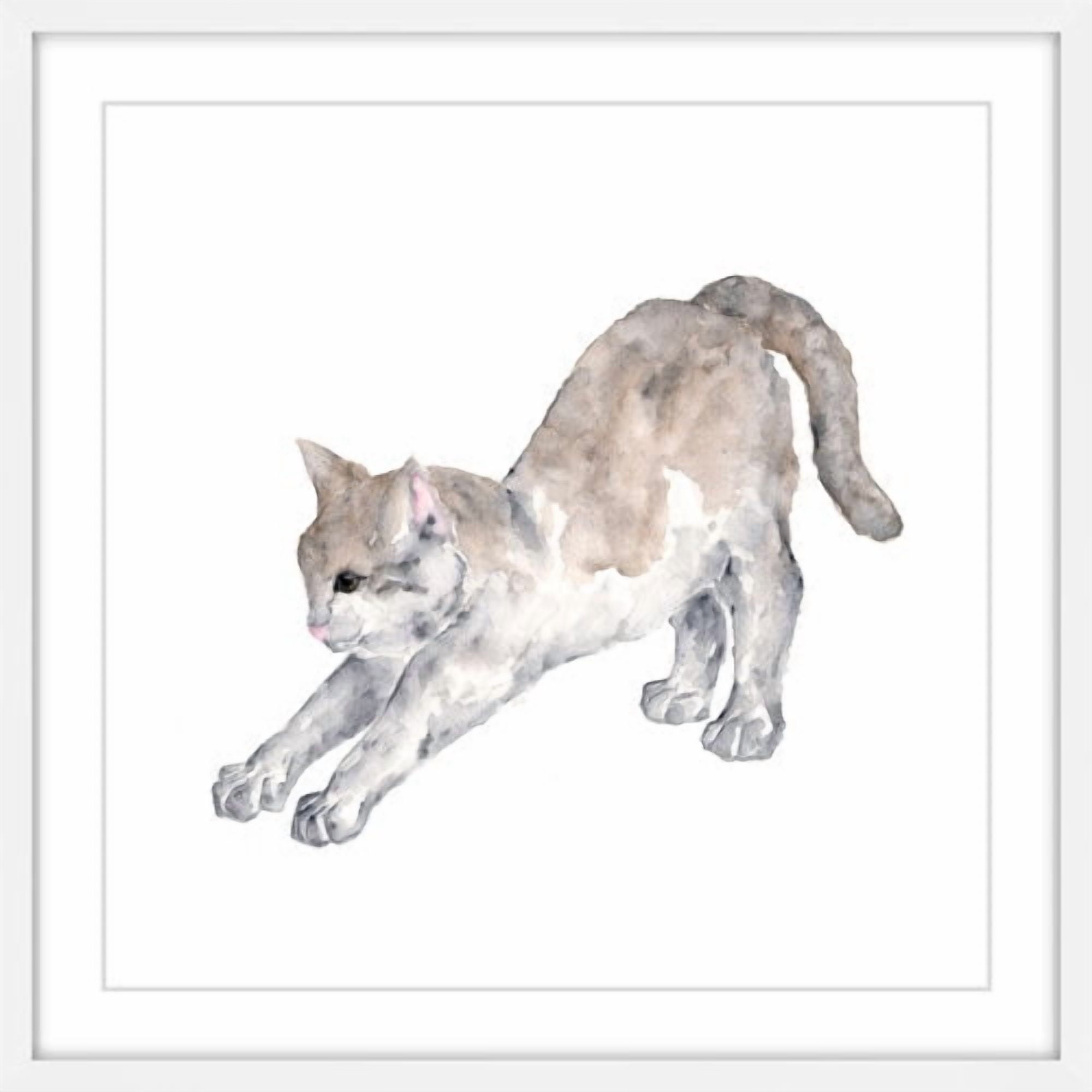 Marmont Hill 'Stretching Cat' by Thimble Sparrow Framed Painting Print