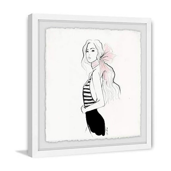 Marmont Hill Stripes and Pink Bows Framed Painting Print
