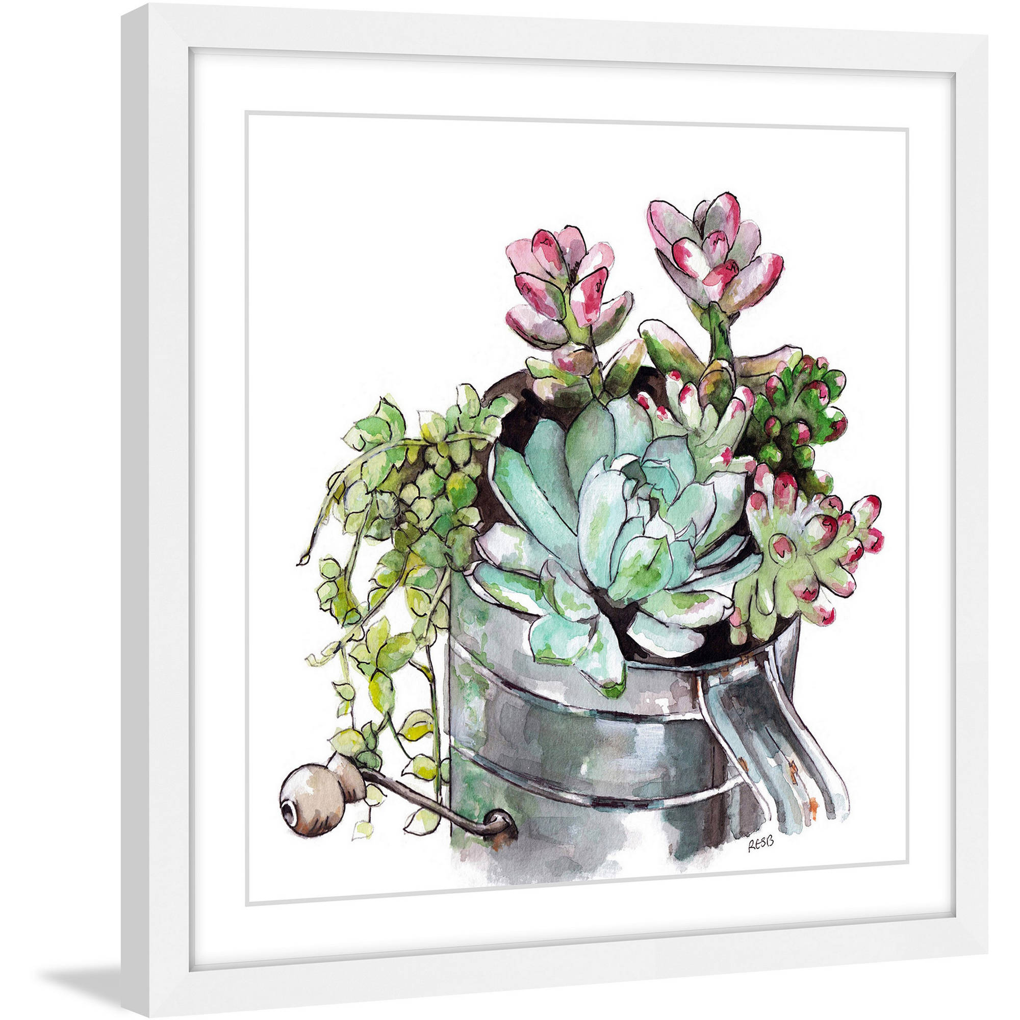 Marmont Hill "Succulents" by Rachel Byler Framed Painting Art Print