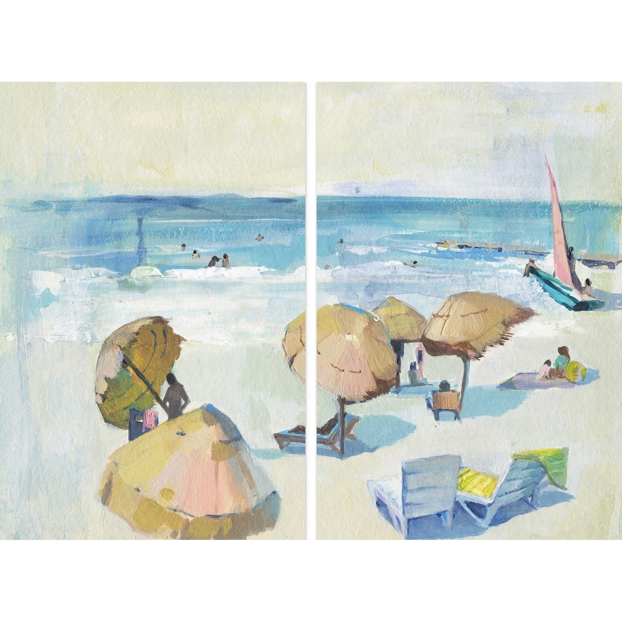 Summer Sea Diptych Canvas Artwork Set in Multicolor