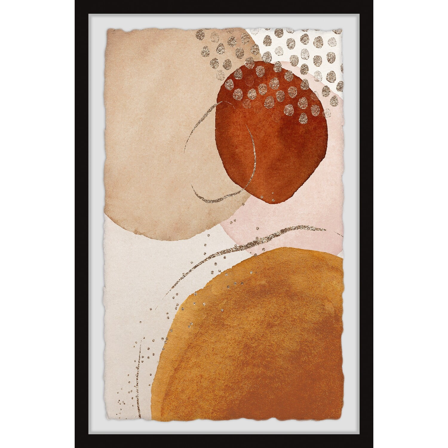Sun and Moon Abstract Watercolor Framed Print 16x24