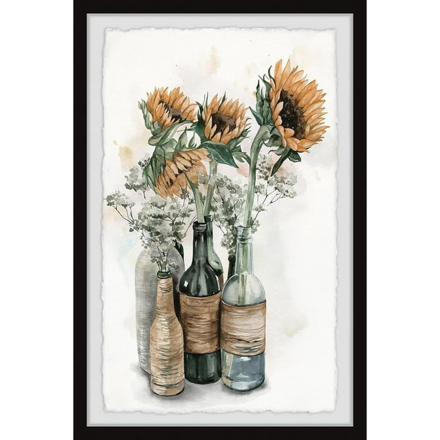 Marmont Hill Sunflower Centerpiece II Framed Painting Print-Size:24" X 36"
