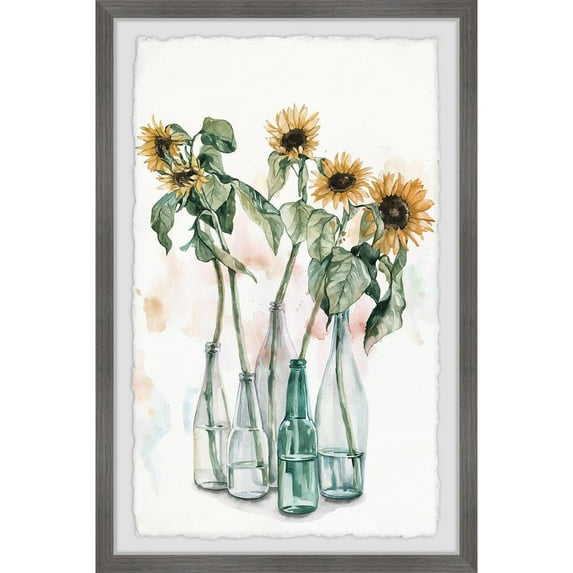 Marmont Hill Sunflower and Wilted Leaves II Framed Painting Print-Size:16" x 24"