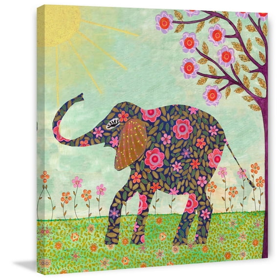 Marmont Hill "Sunny Elephant" by Sascalia Painting Print on Wrapped Canvas