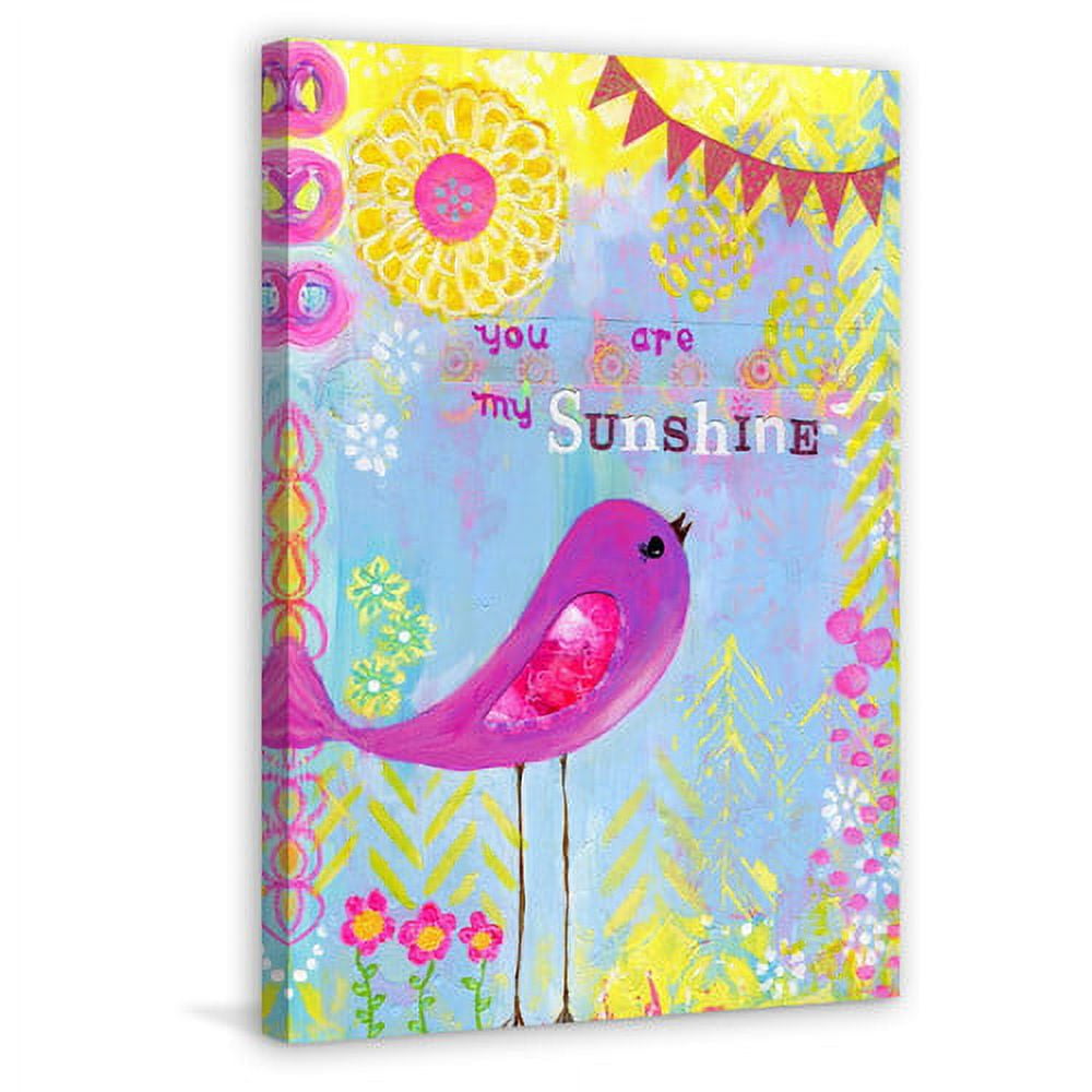 Sunshine Purple Bird Canvas Wall Art with Inspirational Quote