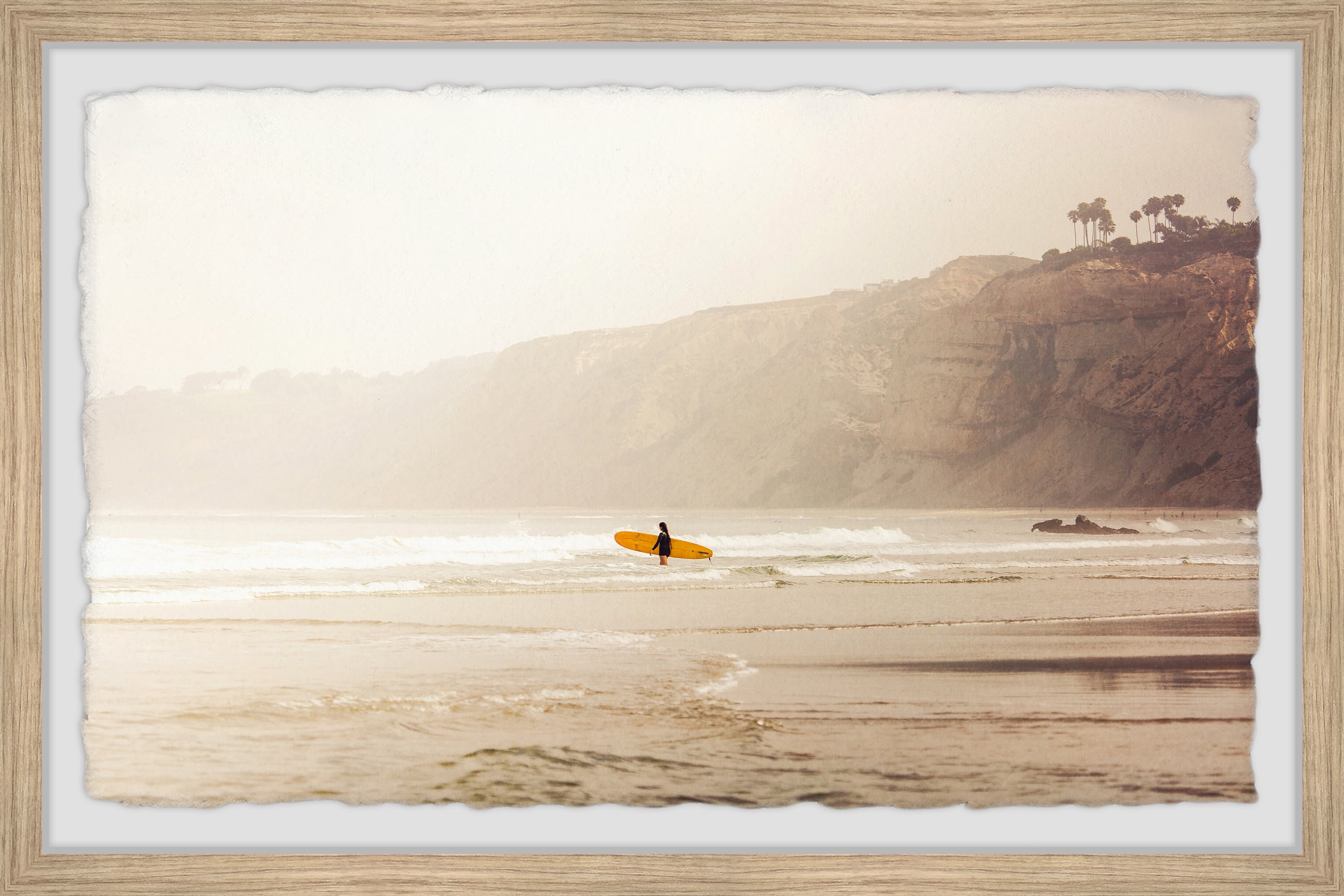 Surfer Girl Yellow Surfboard Canvas Print for Kids Nursery