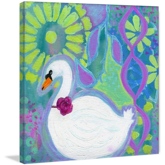 Marmont Hill "Swan 1" by Jill Lambert Painting Print on Wrapped Canvas