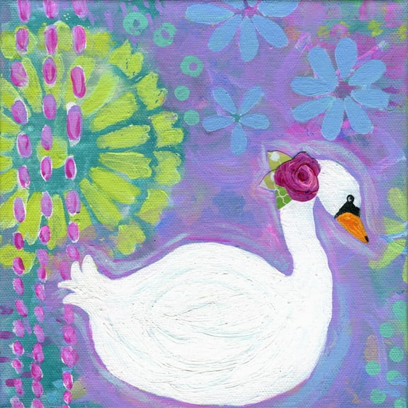 Marmont Hill "Swan 2" by Jill Lambert Painting Print on Wrapped Canvas