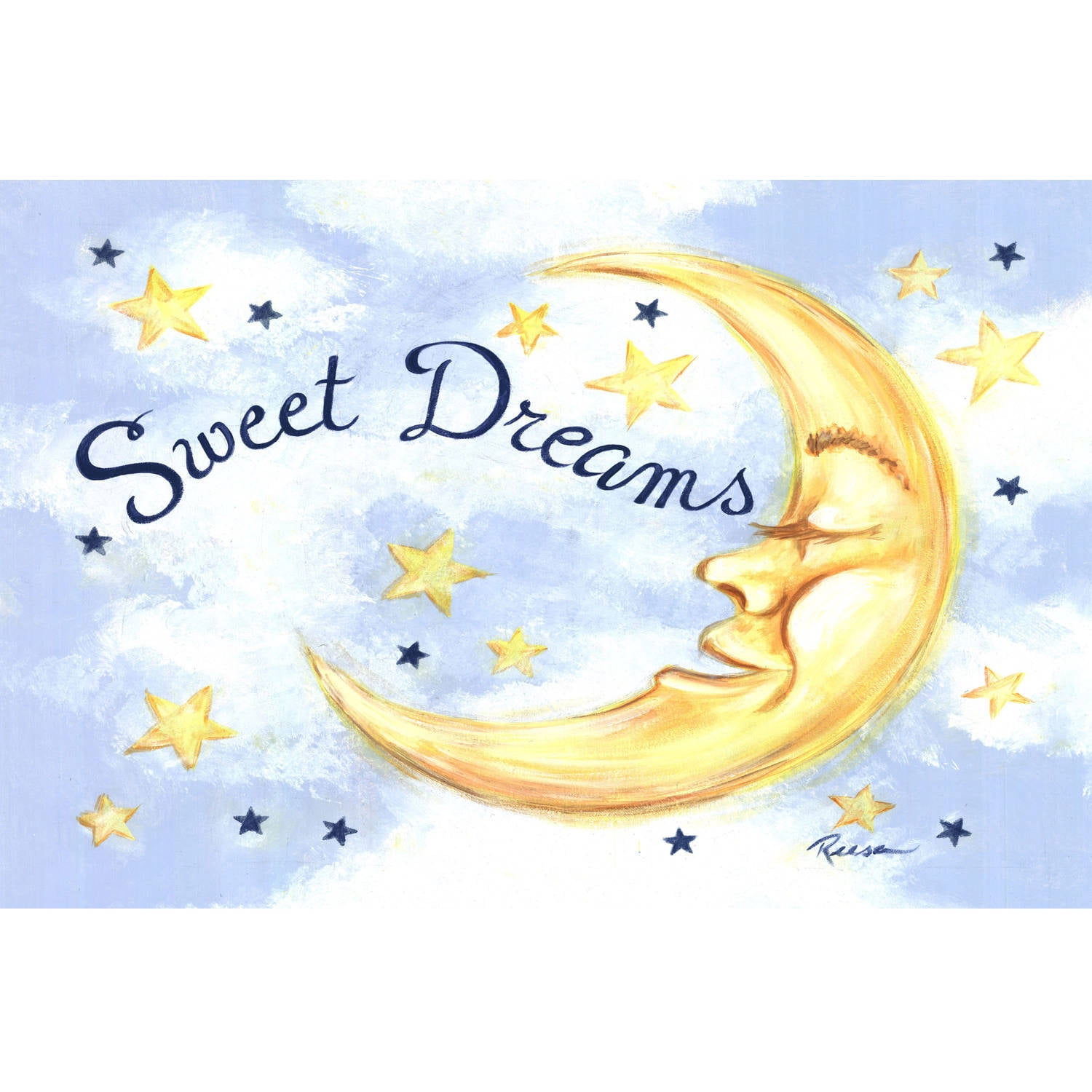Marmont Hill "Sweet Dreams Moon" by Reesa Qualia Painting Print on Wrapped Canvas