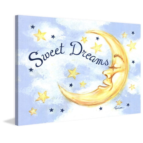 Marmont Hill "Sweet Dreams Moon" by Reesa Qualia Painting Print on Wrapped Canvas