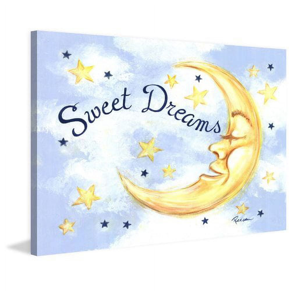 Marmont Hill "Sweet Dreams Moon" by Reesa Qualia Painting Print on Wrapped Canvas