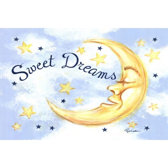 Marmont Hill "Sweet Dreams Moon" by Reesa Qualia Painting Print on Wrapped Canvas