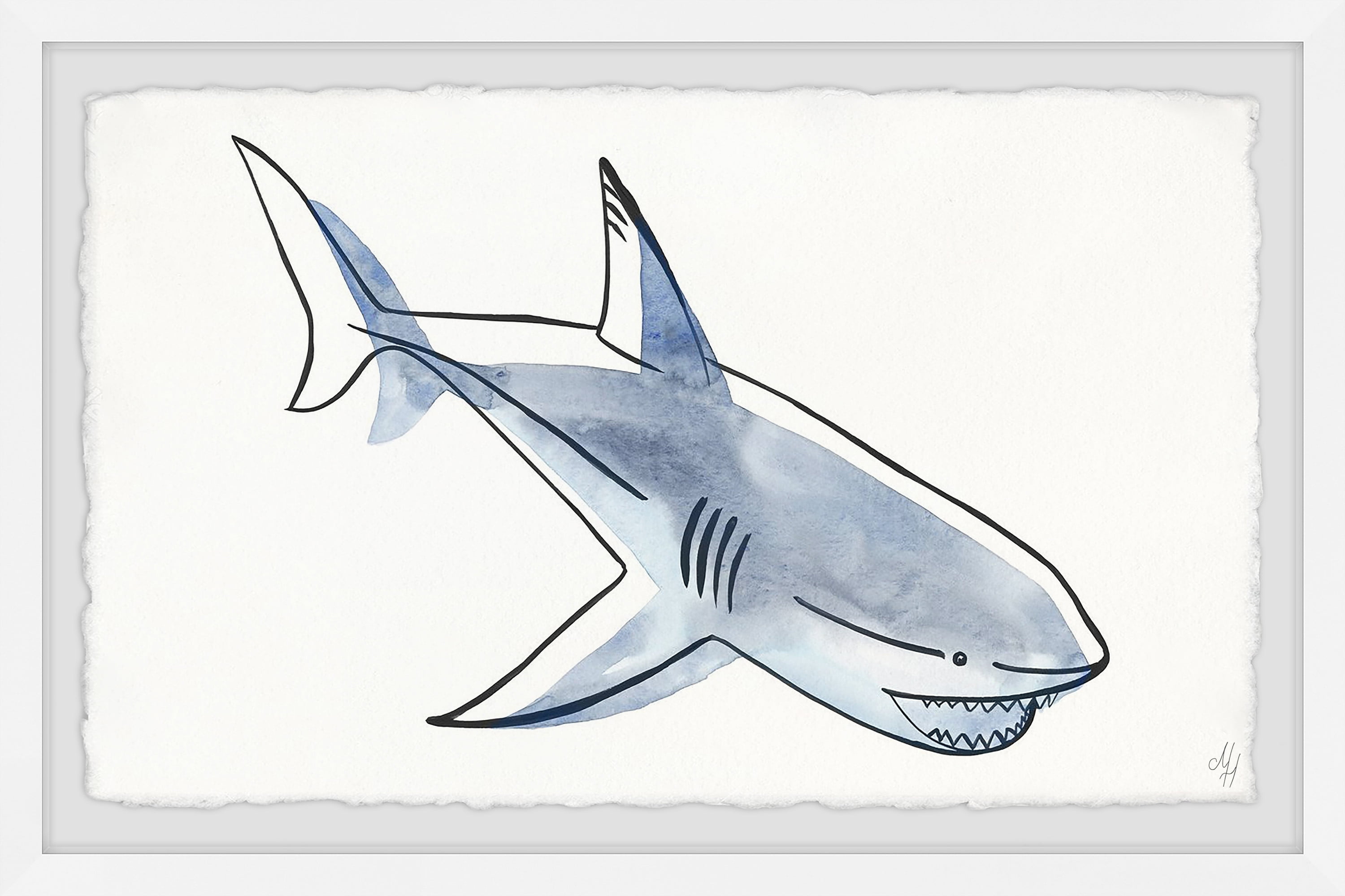 Marmont Hill Swimming Shark Framed Wall Art