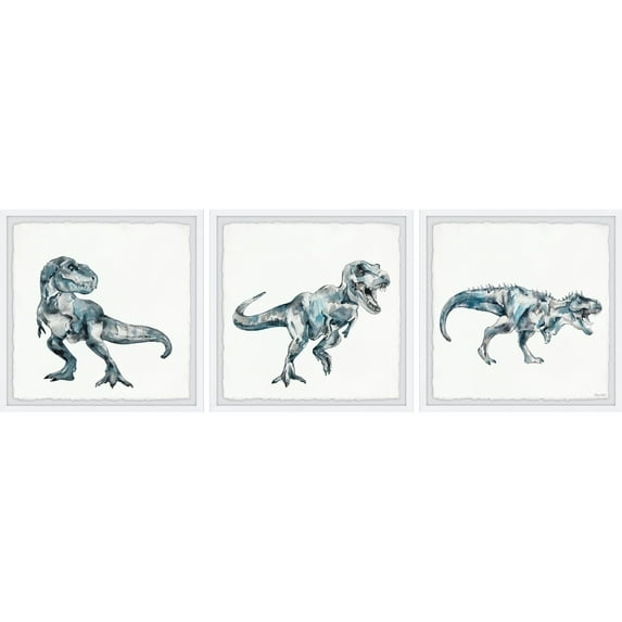 Marmont Hill T-Rex Printed Dinosaurs Framed Art Prints, 24" x 72", Set of 3