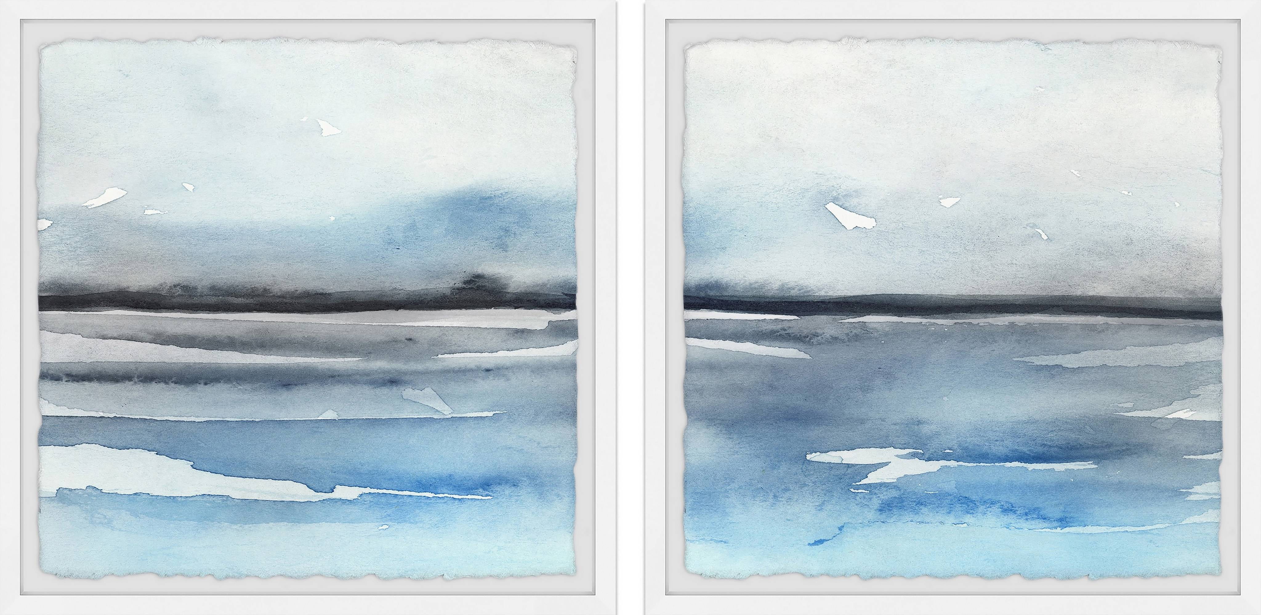 Taming The Sea Blue Giclee Print Diptych on Archive Paper