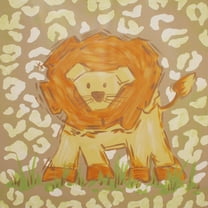 Marmont Hill "Tan Lion" by Reesa Qualia Painting Print on Wrapped Canvas